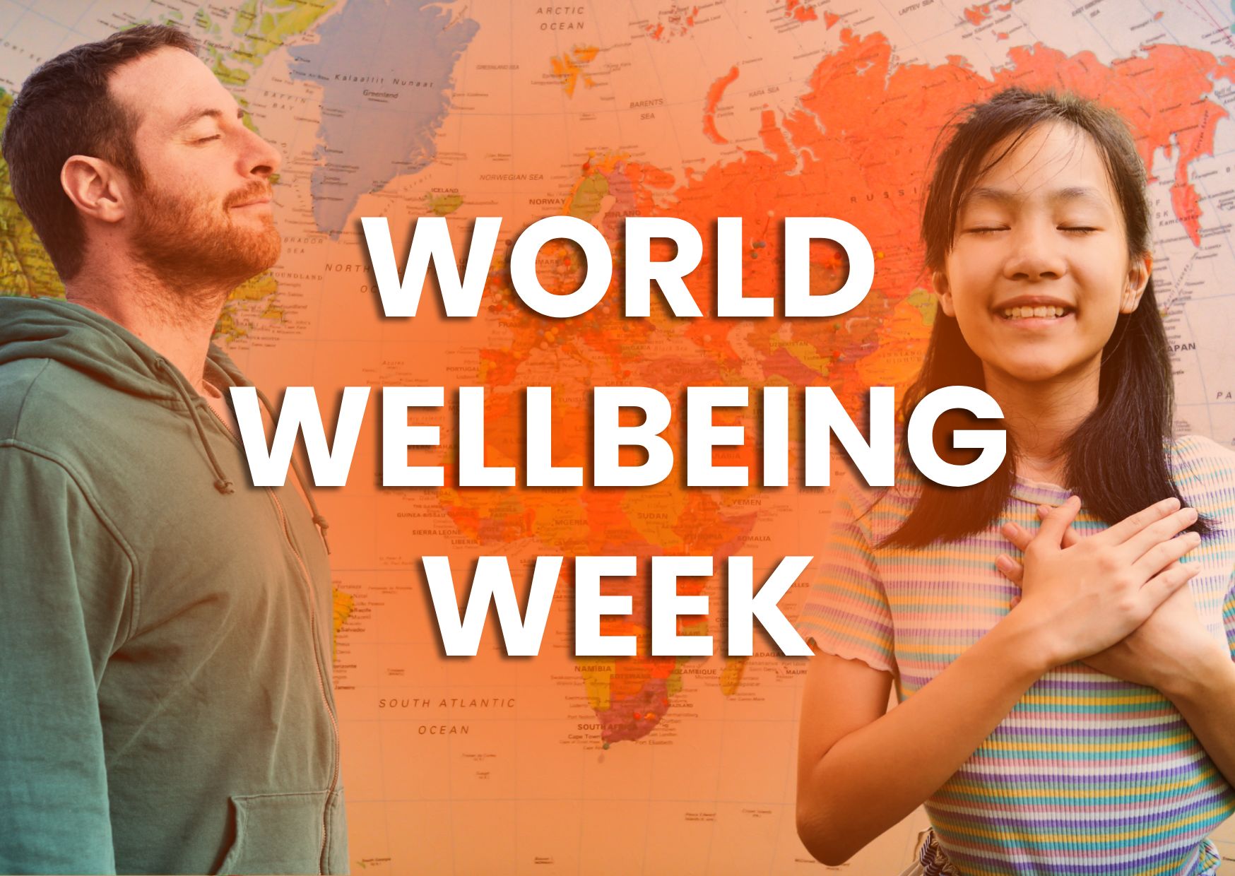 WORLD-WELLBEING-WEEK-WITH-GLOBAL-MAP-AND-MAN-AND-WOMAN-TAKING-CARE-OF-THEIR-WELLBEING