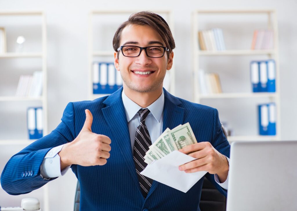 Happy employee with a salary increase