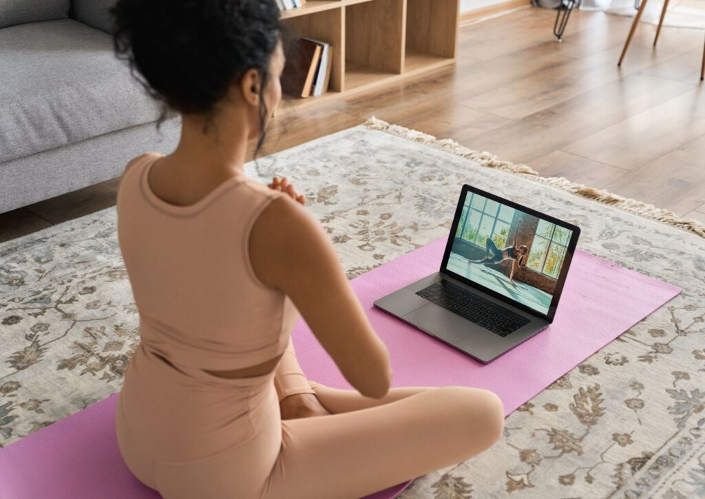 lady-doing-Virtual-yoga