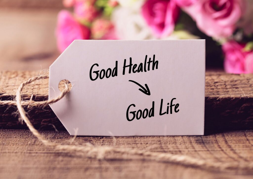 a tag that says good health good life