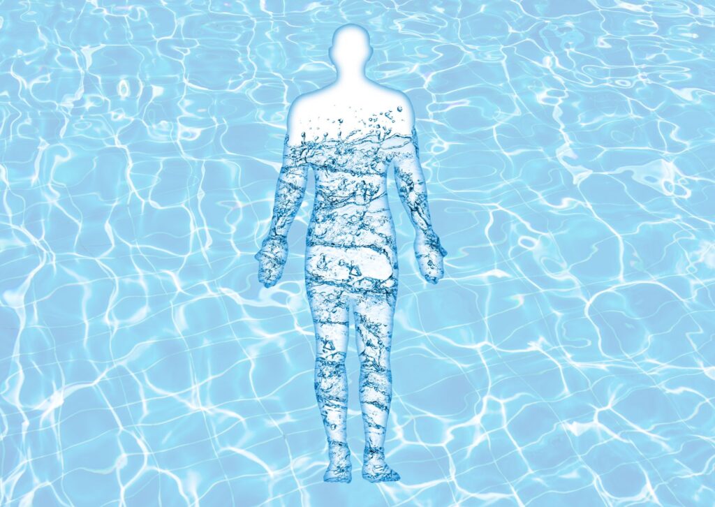 Human body with 60-70% water