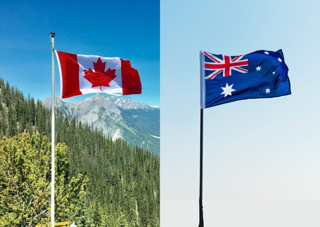 canada-flag-on-the-left-australia-flag-on-the-right