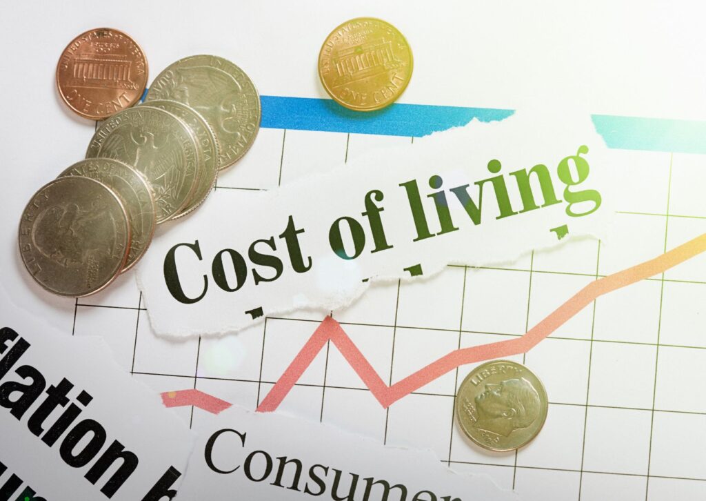 cost-of-living-written-on-paper-with-pennies-next-to-it