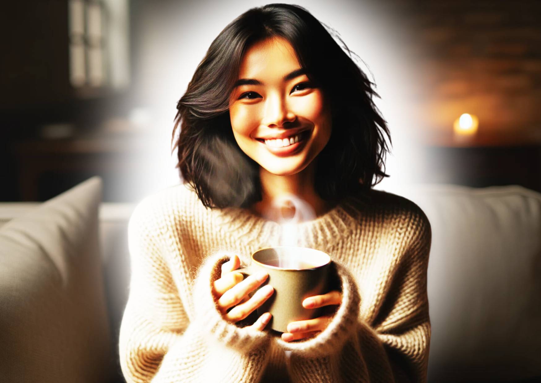 Asian-lady-with-a-warm-cup-of-tea-at-home-in-winter-with-a-jumper-on