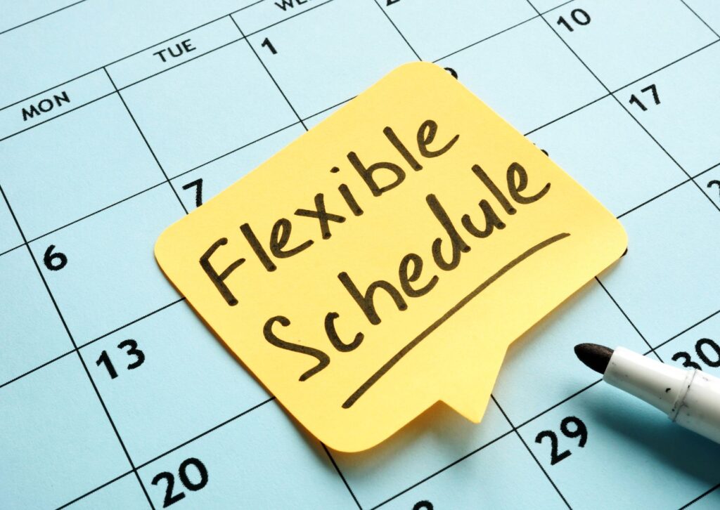 flexible-schedule-written-on-a-post-it-note-on-a-calendar