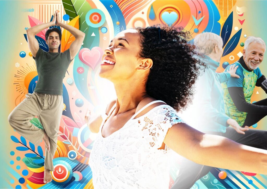 lady-smiling-with-arms-spread-out-man-doing-yoga-in-the-background-and-elderly-adults-stretching-with-a-colourful-background-tht-empasises-wellbeing