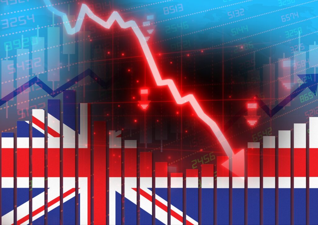 picture-representing-the-UK-economy-with-money-going-down